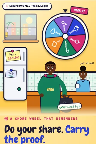 Chore Wheel, first screen of the live demo