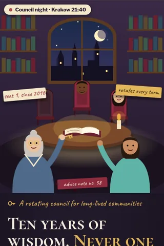 Elder Council, first screen of the live demo