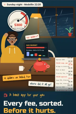 Gas Budget, first screen of the live demo