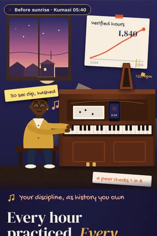 Practice Log, first screen of the live demo