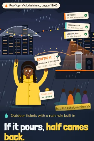 Rain Refund, first screen of the live demo
