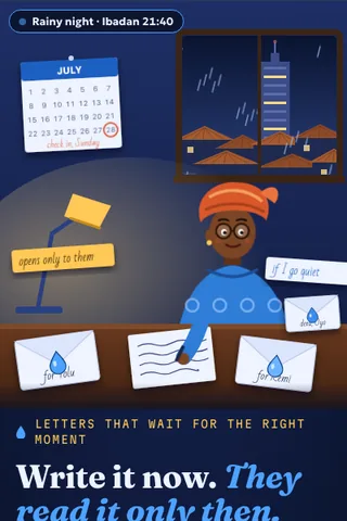 Sealed Letters, first screen of the live demo